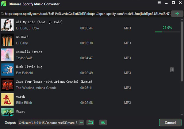 screenshot of DRmare Spotify Music Converter